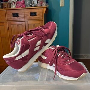 Reebok Classic Nylon Maroon and White (Dark Pink) Sneakers